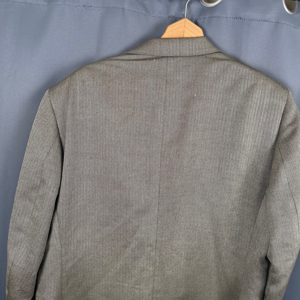Jos. A. Bank Signature Collection 46R Blazer Tan Grey Herringbone Sport Coat - Picture 11 of 12